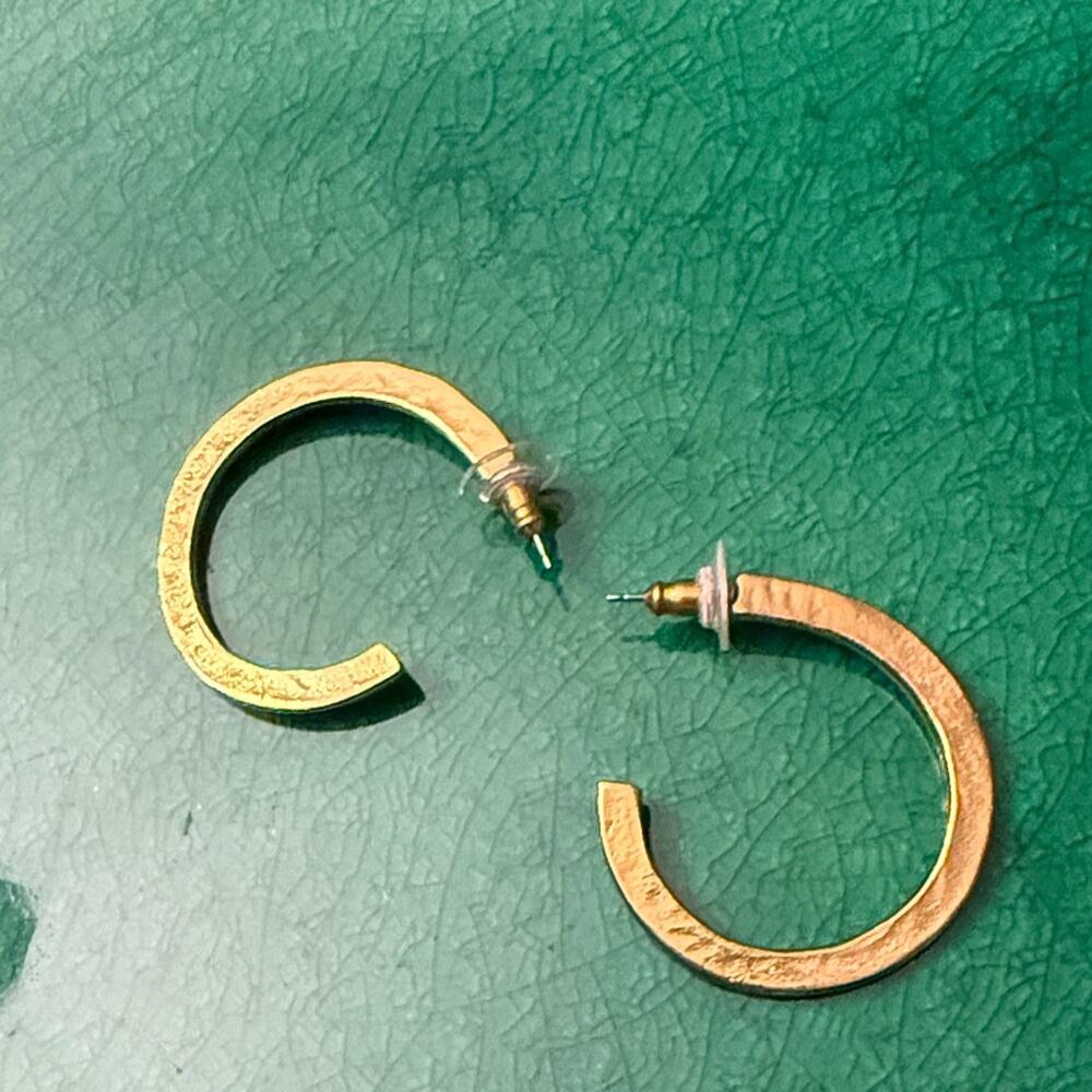 Ben-Amun Flat Hoop Earrings Gold - Picture 2 of 5